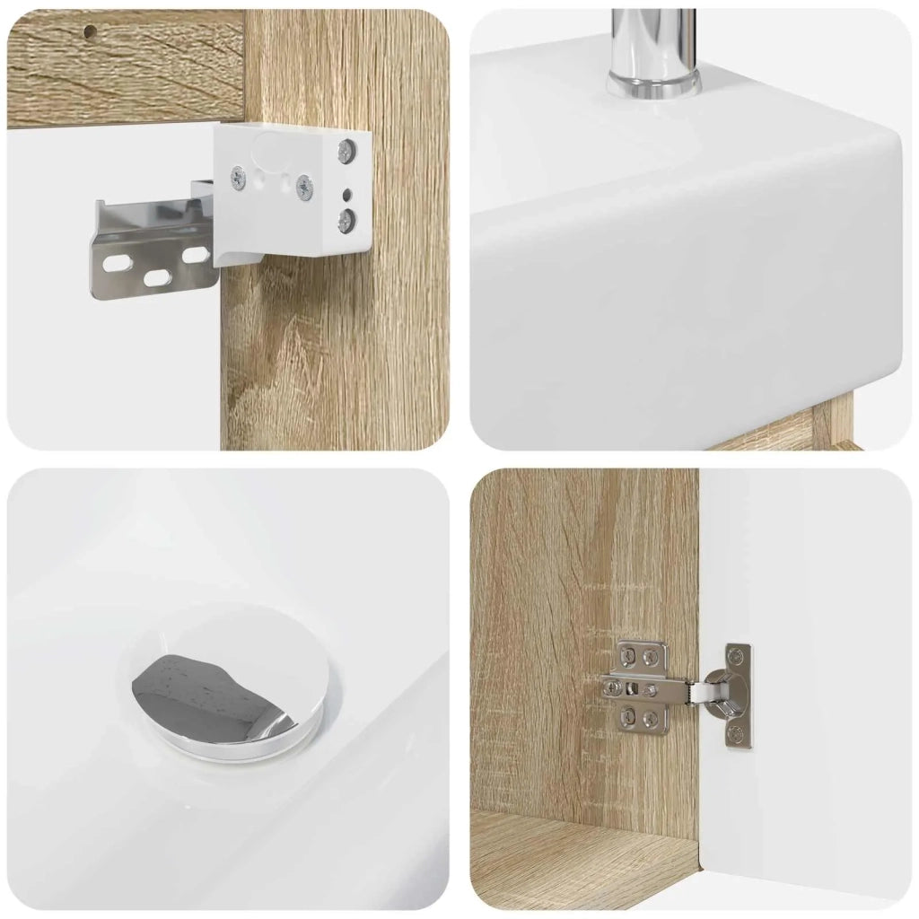 Mobile bagno con rubinetto Rovere Sonoma 45,5 x 22,5 x 84 cm