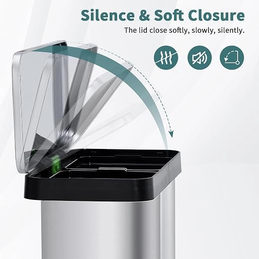 Doppio contenitore in acciaio inox da 72 litri con pedale