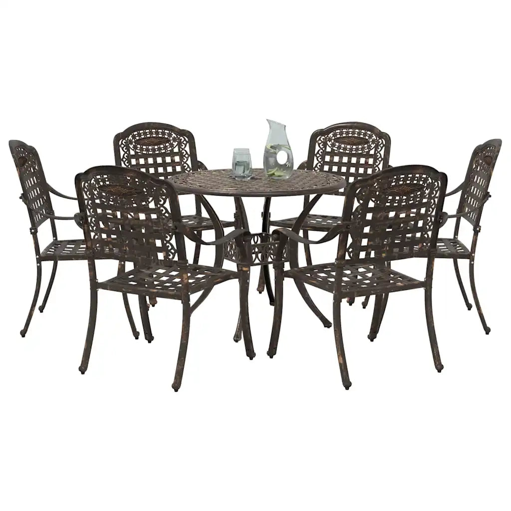 Set da Pranzo per Giardino 7 pcs Bronzo Alluminio 3334688
