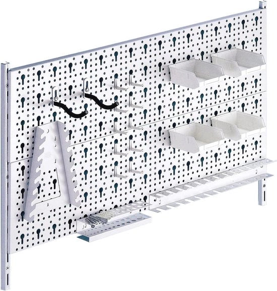 Organizzatore per fai da te stesso - Pannello di stoccaggio per attrezzi in metallo 2 pannelli perforati in acciaio 800 x 200 mm bianco