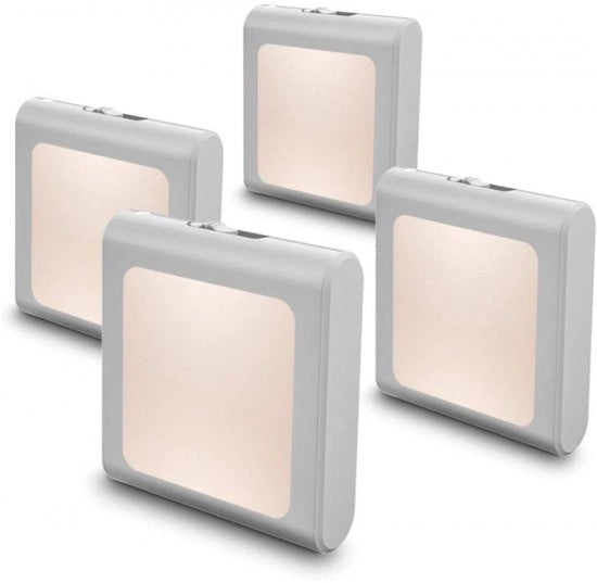 4 x Lampada da notte a LED con sensore di luce - Lampada da notte con sensore di luce - Lampada a LED - Luce calda - Regolabile - Adatta per la camera da bambini