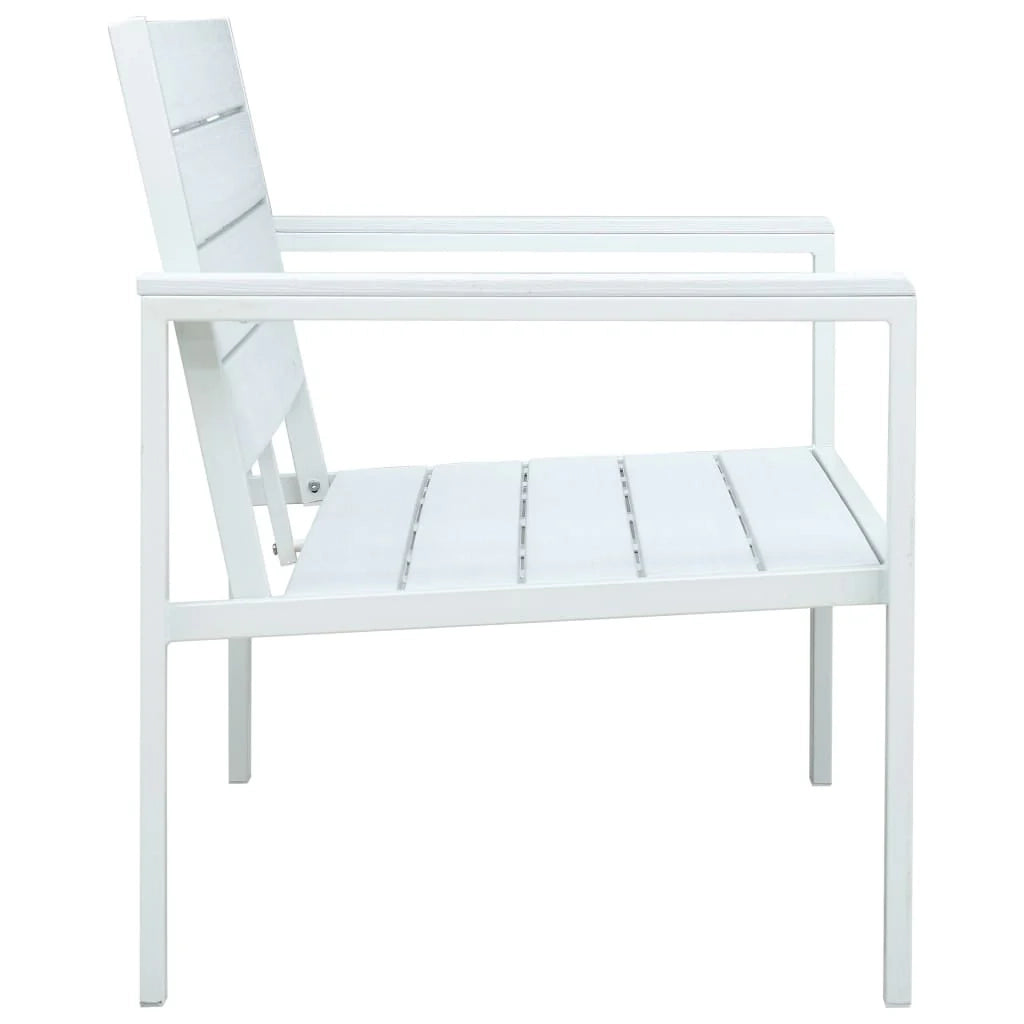Panca da giardino mobili da esterno per patio terrazza 120 cm HDPE bianco effetto legno 02_0011204