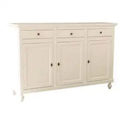 Credenza base napoletana in legno Shabby chic 3 ante avorio pomelli bronzo