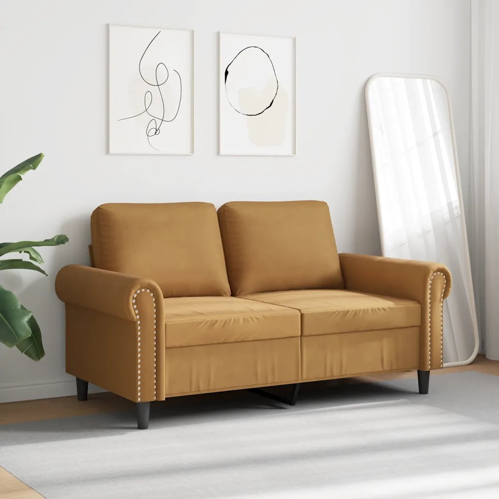 Divano | Divano da soggiorno | Sofa a 2 Posti marrone 120 cm in Velluto