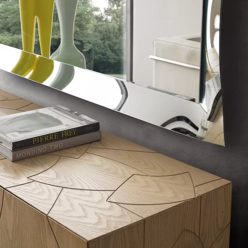Madia 3 ante contemporanea legno massello gambe acciaio 180x45x73 (301) - Mobili 2G