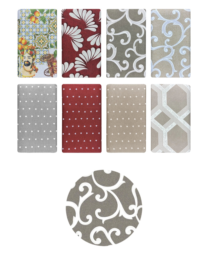 Telo Arredo In Cotone Panama Stampato Varie Fantasie GrandFoulard Copridivano Copriletto Sofà Prodotto Italiano Singolo e Matrimoniale  - Renage tortora - 2 Posti