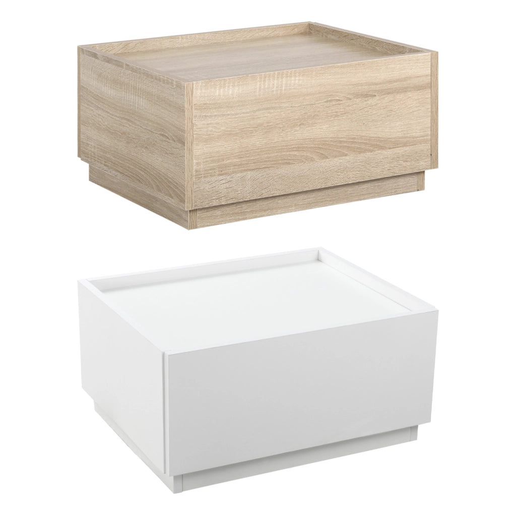 Comodino con 2 cassetti ¨C zephmum ¨C bianco e naturale
