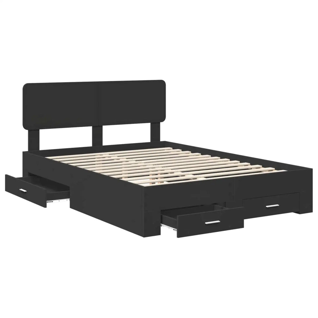Struttura del letto Nero 140 x 190 cm Legno multistrato