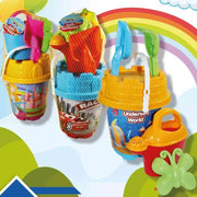 Trade Shop - Set Secchiello Da Spiaggia Varie Grafiche Assortite Con Accessori Mare Tondo 406678 -