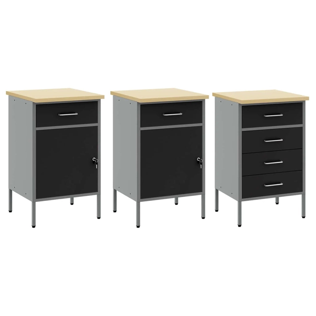 Mobile da lavoro 8 pcs Nero Legno ingegnerizzato e acciaio 3321440