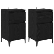 Set di 2 Comodini | Armadio da Notte | Mobiletto da notte con cassetto Rovere Nero 40 x 35 x 70 cm