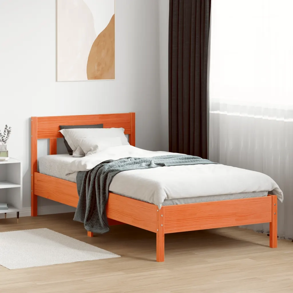 Giroletto con Testiera Marrone Cera 90x190 cm Massello Pinocod mxl 110850
