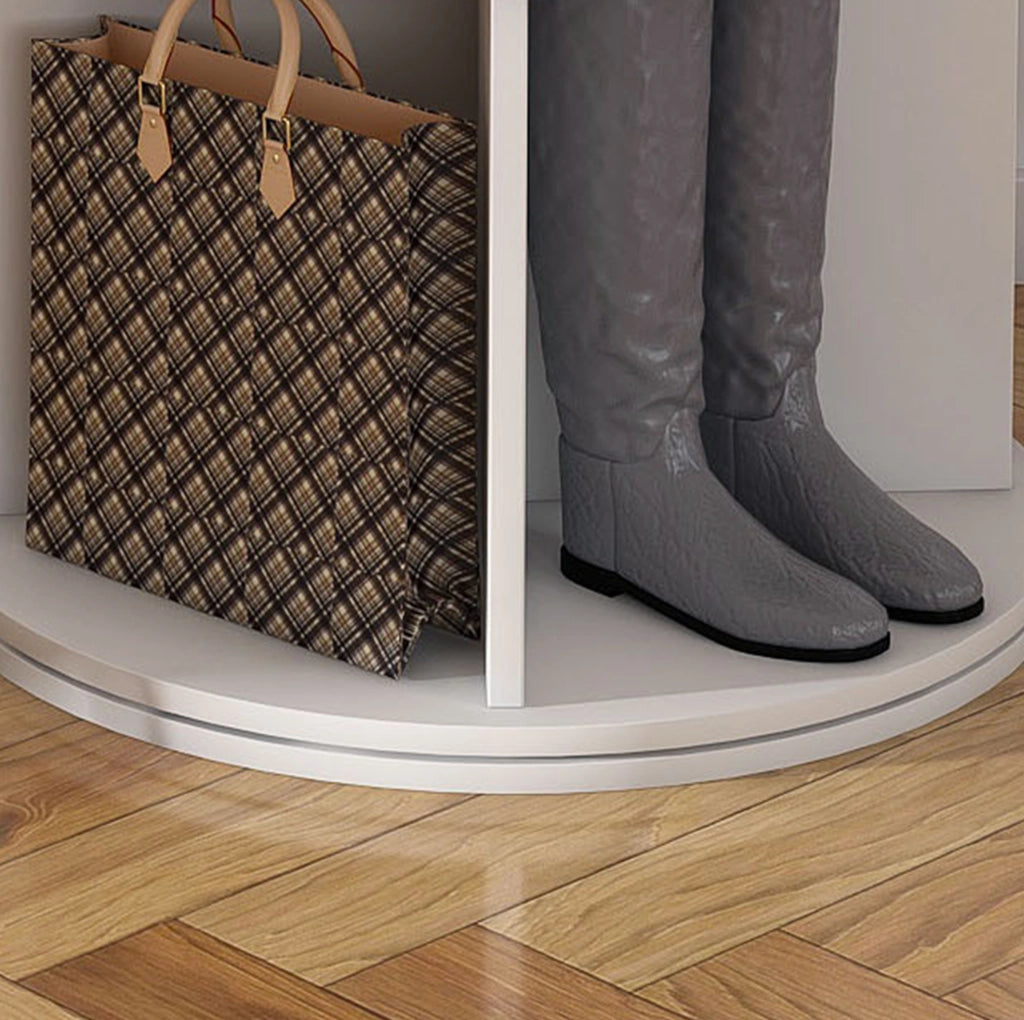 Scarpiera girevole 65x65x21.5 cm; 7 livelli 360°; in PVC bianco