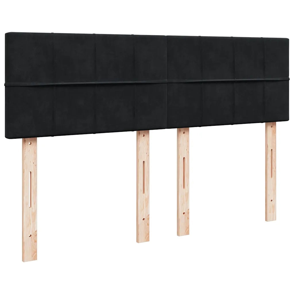 Struttura Letto Pouf con Materasso Nero 140x200 cm in Velluto