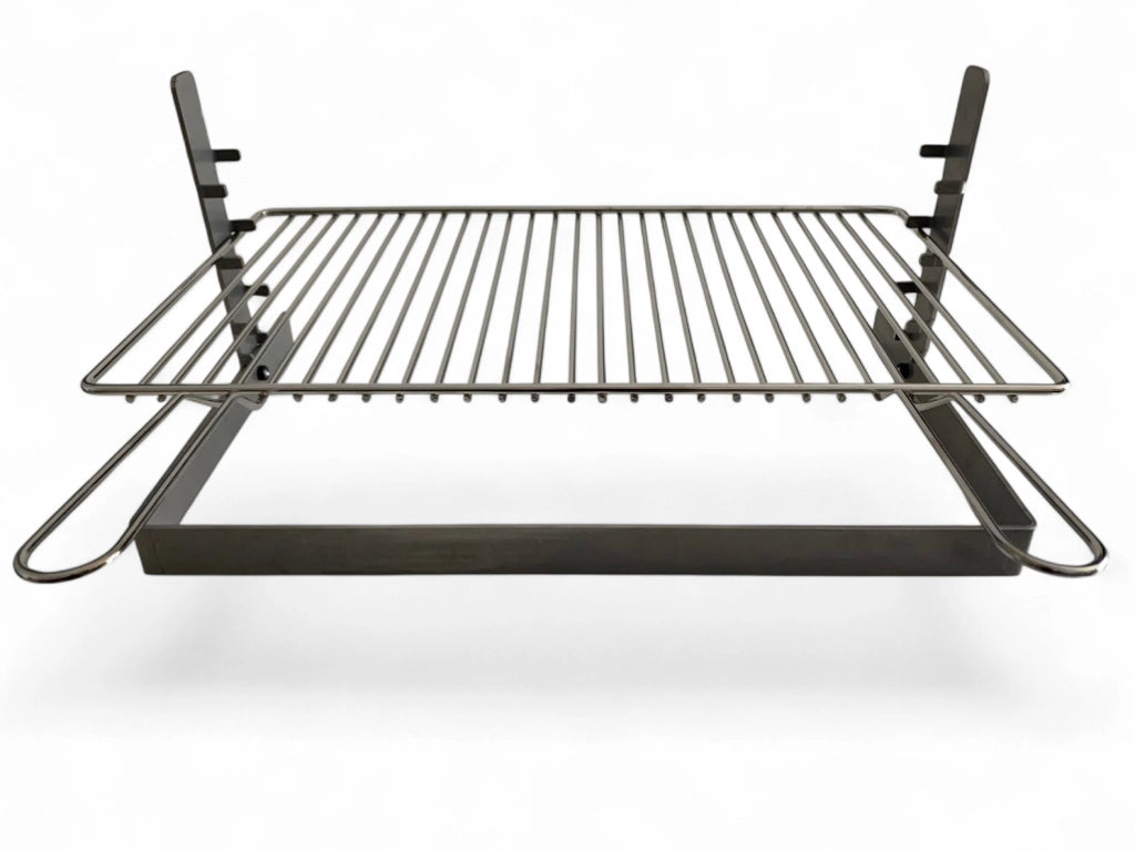 Griglia per Barbecue e Camino in Acciaio Cromato, Regolabile in Altezza, Struttura in Ferro, per Carne Pesce e Verdure 50x36cm