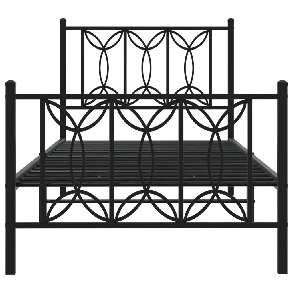 Giroletto con Testiera e Pediera Metallo Nero 90x200 cm
