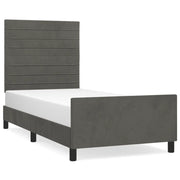 Letto singolo | Letto per adulti | Giroletto senza Materasso Grigio Scuro 100x200 cm Velluto