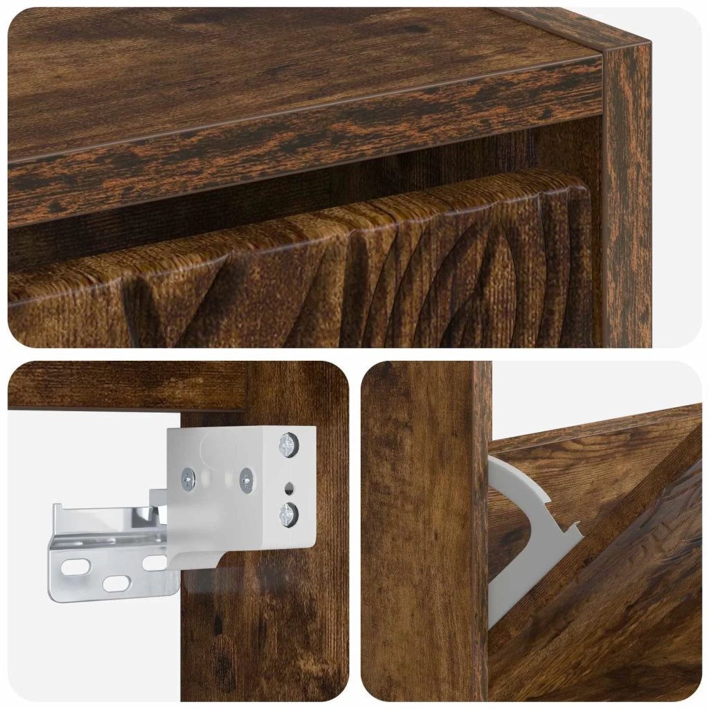 Mobiletto per Scarpe da Muro DELFT 71 x 17 x 86 cm Rovere Fumo 897080