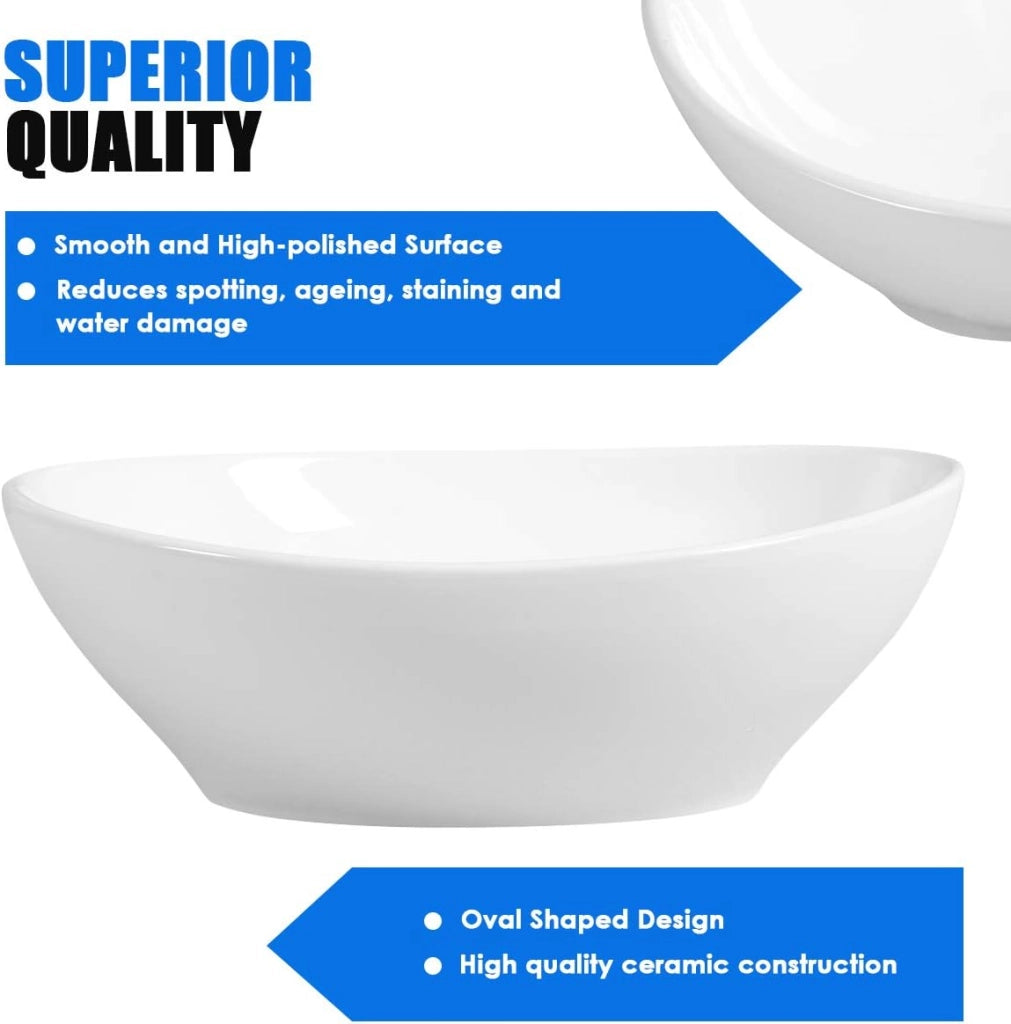 Lavabo rotondo in ceramica, 41 x 33,5 x 14 cm, lavabo per bagno