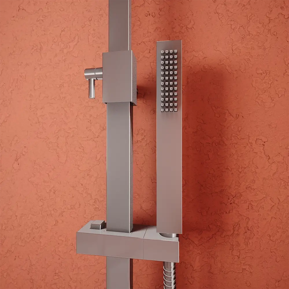 Colonna doccia soffione 20x20 cm in ABS finitura cromata | Serio