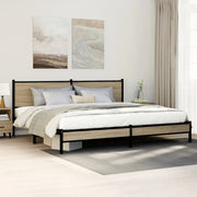 vidaXL Giroletto senza Materaso in Metallo Rovere Sonoma 193x203 cm
