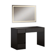 Vicco Tavolo da toilette Nero 120 cm con specchio a LED