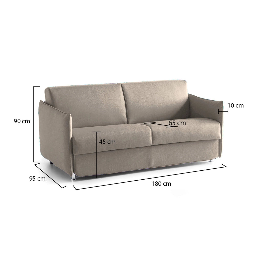 Varedo, Divano Fisso 2 Posti Sfoderabile Made in Italy, 180x95x90h cm Grigio Tortora