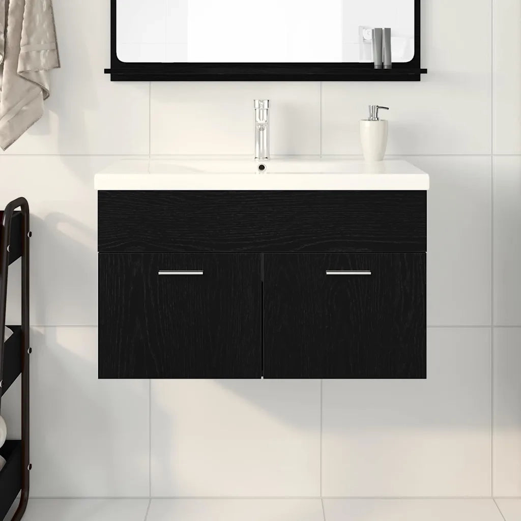 Mobile da Bagno Rovere Nero 80 x 38,5 x 46 cm Legno multistrato 3333139
