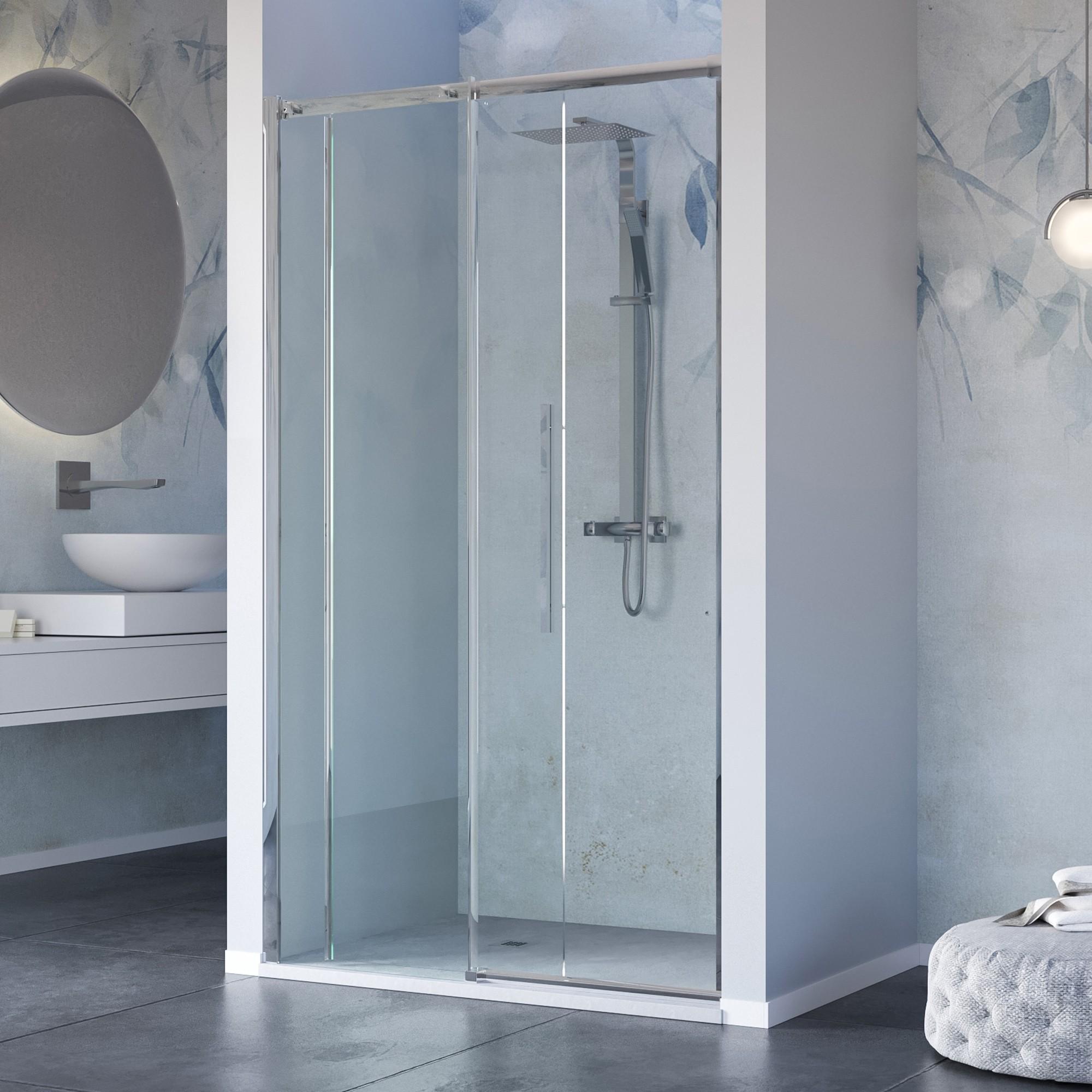 Porta Parete Doccia 120 cm 1 Anta Scorrevole in Cristallo Trasparente 8mm H200 Bonussi Eliane