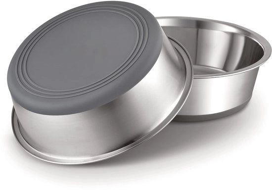 Ciotole per cani in acciaio inox | Base antiscivolo in gomma siliconica | 900 ml, 2 pezzi
