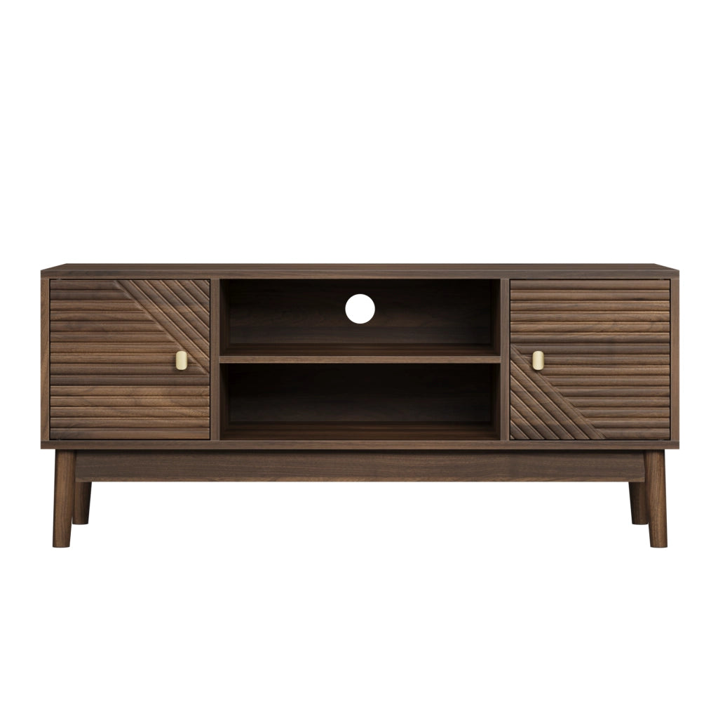 Mobile TV 110x40x48 cm con ampio spazio contenitore e gestione cavi in MDF; noce