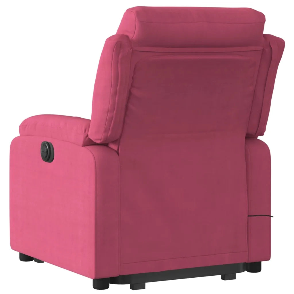 Poltrona Alzapersona Massaggiante Elettrica Rosso Vino Velluto 3205130