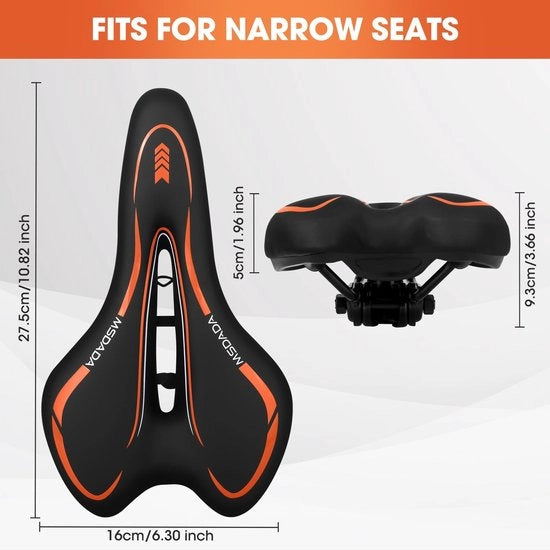 Sedile per Bicicletta in Gel Nuovo, Sedile in Gel Comfortevole per Uomini e Donne, Sedile in Gel Idrorepellente per Biciclette da Strada, BMX, Mountain Bike, Hometrainer, Stadsbikes (arancione)