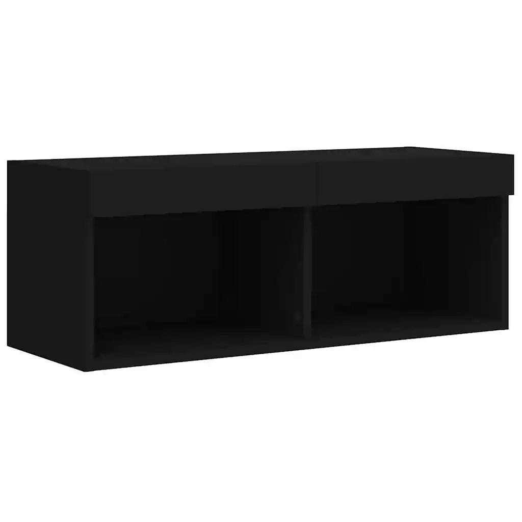 Mobile Porta TV con Luci LED-Mobile per TV-Credenza TV Nero 80x30x30 cm