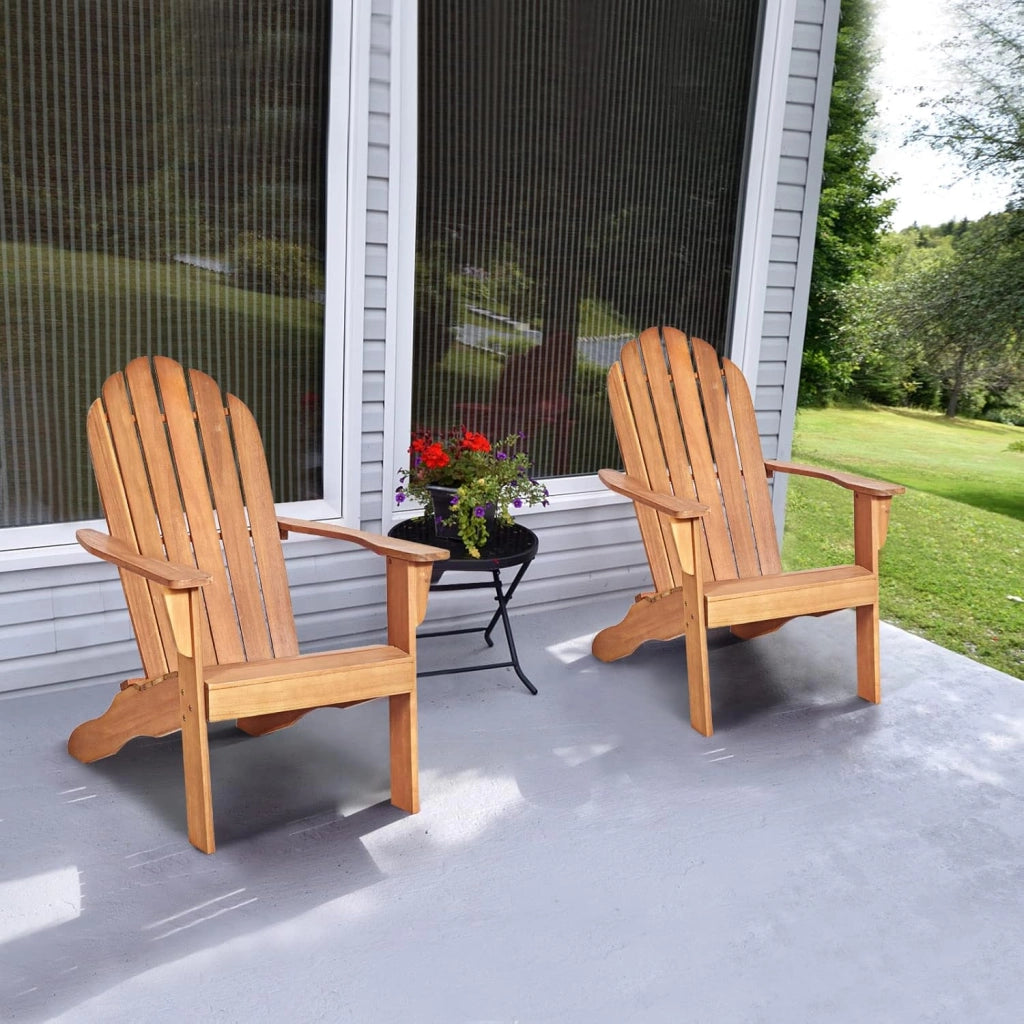Adirondack - Sedia da giardino in legno di acacia con schienale e braccioli, ergonomica, in legno, fino a 160 kg, per balcone, giardino, spiaggia (naturale)