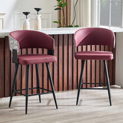 Sedia da Pranzo con Schienale Curvo e Braccioli, Design Ergonomico, in PU Rosso
