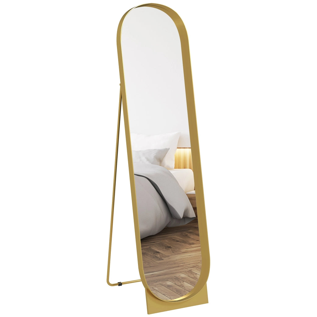 Specchio da Terra Moderno con Telaio in Metallo ¨C zephmum ¨C Oro 40x150 cm