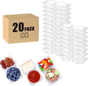 20 set di contenitori per snack, contenitori per snack riutilizzabili con coperchi, contenitori per snack a doppia camera per dip, contenitori per snack per bambini, contenitore per dip per esterno