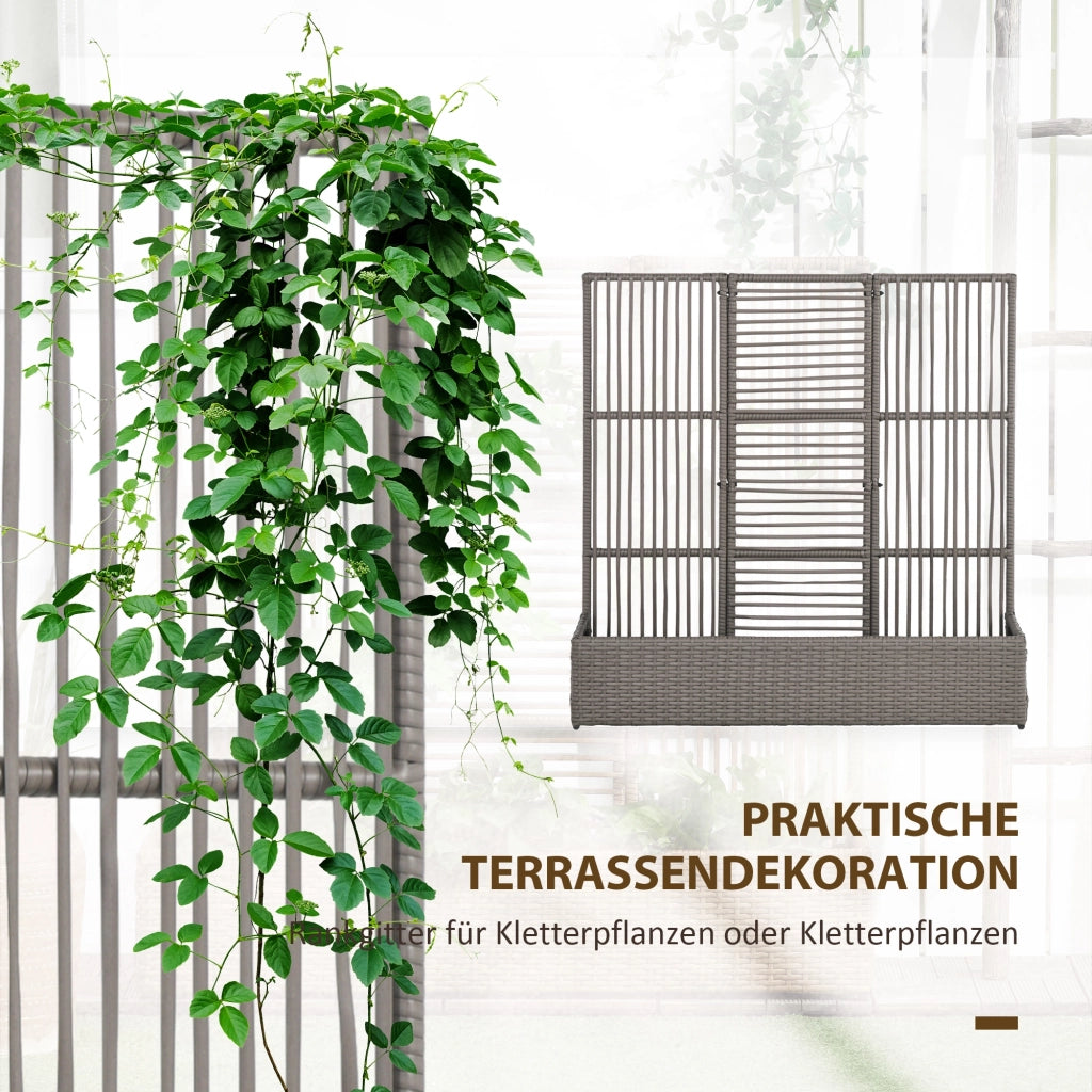 Vaso per fiori con traliccio ¨C zephmum ¨C Polyrattan, grigio, 103x29x103 cm