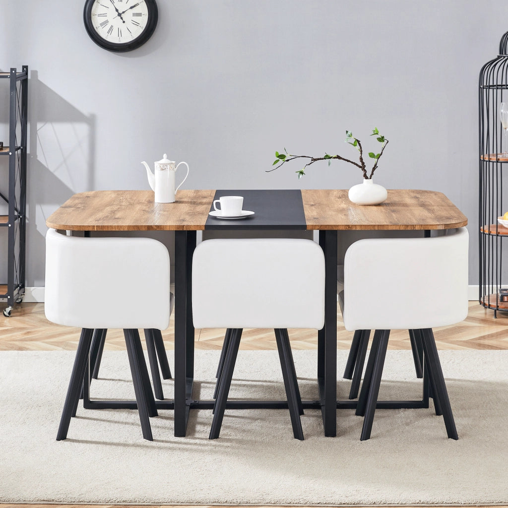 Tavolo da pranzo allungabile con sedie salvaspazio per 4-6 persone in MDF e metallo stile moderno per cucina e soggiorno