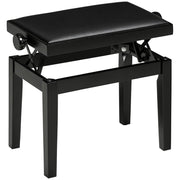 Sgabello da pianoforte, regolabile in altezza, lucido, similpelle, legno ¨C zephmum ¨C nero, 63x33x56cm