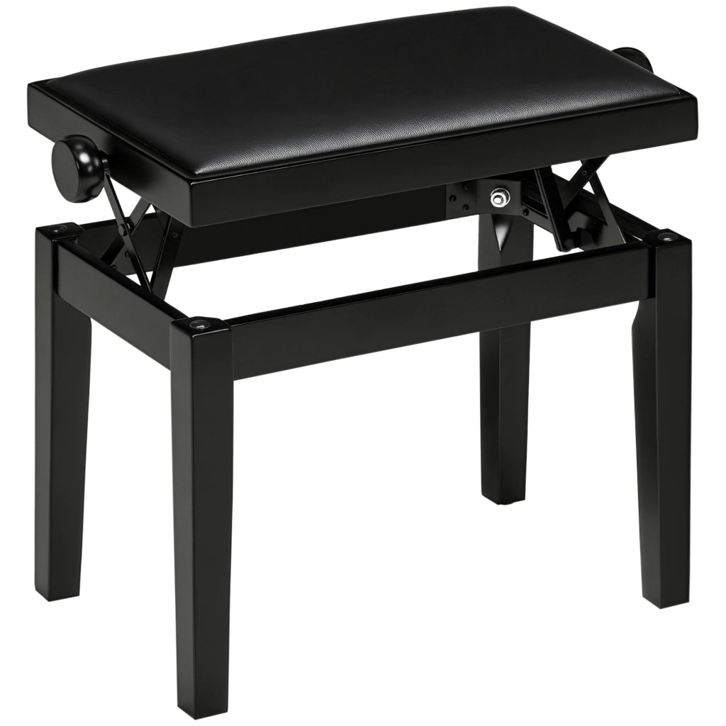Sgabello da pianoforte, regolabile in altezza, lucido, similpelle, legno ¨C zephmum ¨C nero, 63x33x56cm