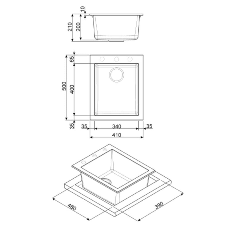 Lavello monovasca Smeg VZ40TT fragranite titanio 40 cm