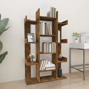 Libreria-Scaffale per Libri-Mobile di Stoccaggio Rovere Fumo 86x25,5x140 cm in Legno Multistrato