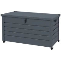 Baule da Esterno da 311L con Serratura e 2 Maniglie, in Acciaio Zincato, 120x62x66 cm, Grigio Scuro