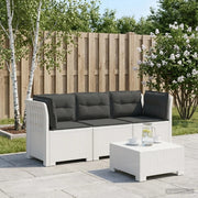 Divano da esterno-Divano da Giardino 3 posti con cuscini in look rattan PP Bianco 105774