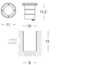Lampada Calpestabile Tondo Piccolo Colore Acciaio e Argento per Esterno Linea Route Livos