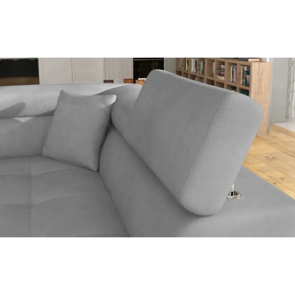 Divano angolare convertibile MENTON grigio velluto – Angolo destro con contenitore