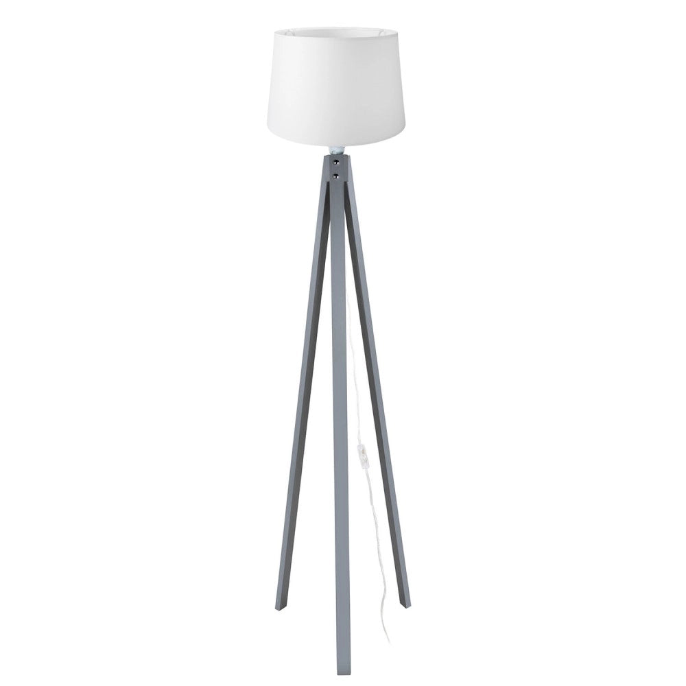 Lampada da terra treppiede grigio con paralume bianco  DECOGRI3565