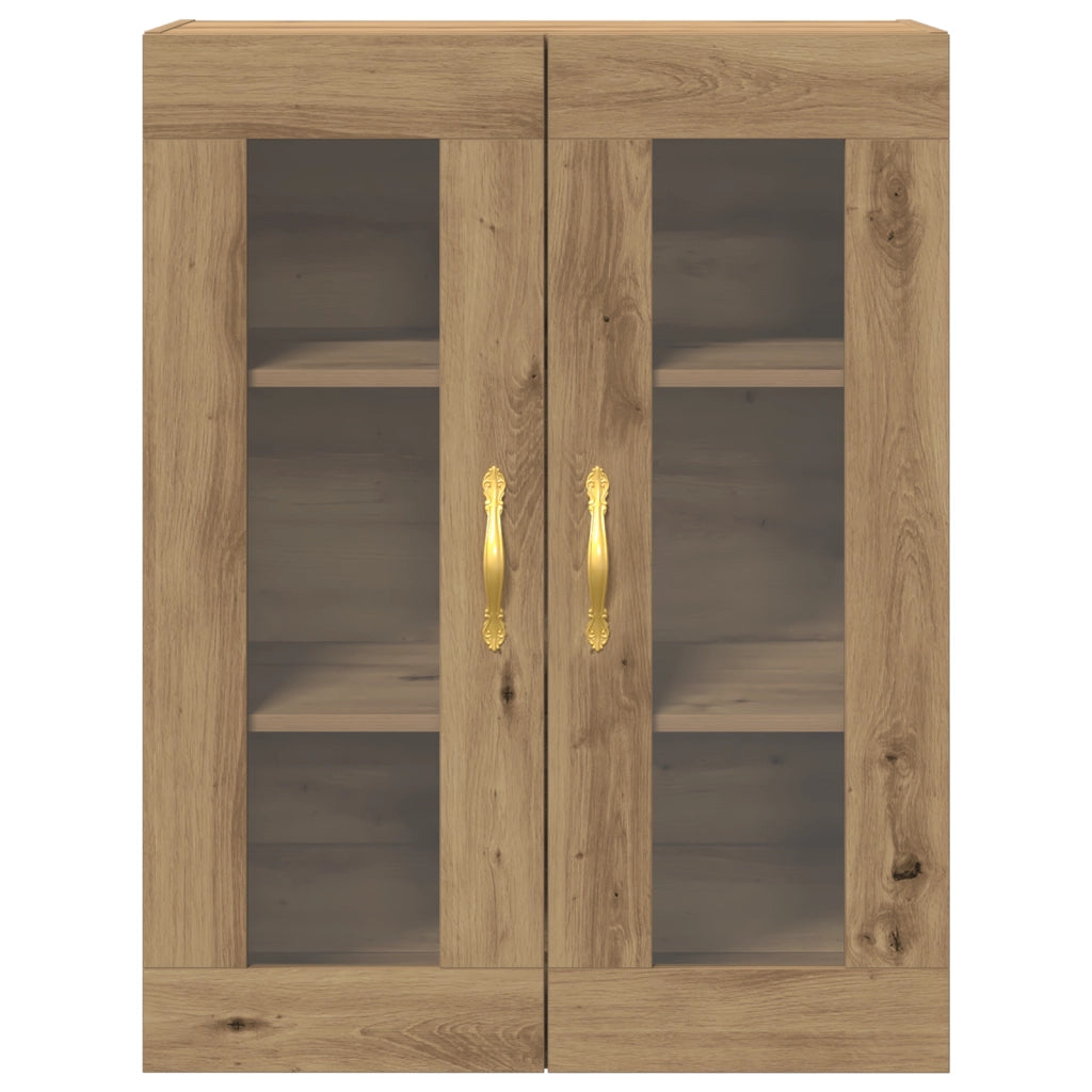 Armadio da muro con ante in vetro in rovere artigianale 69,5x34x90 cm